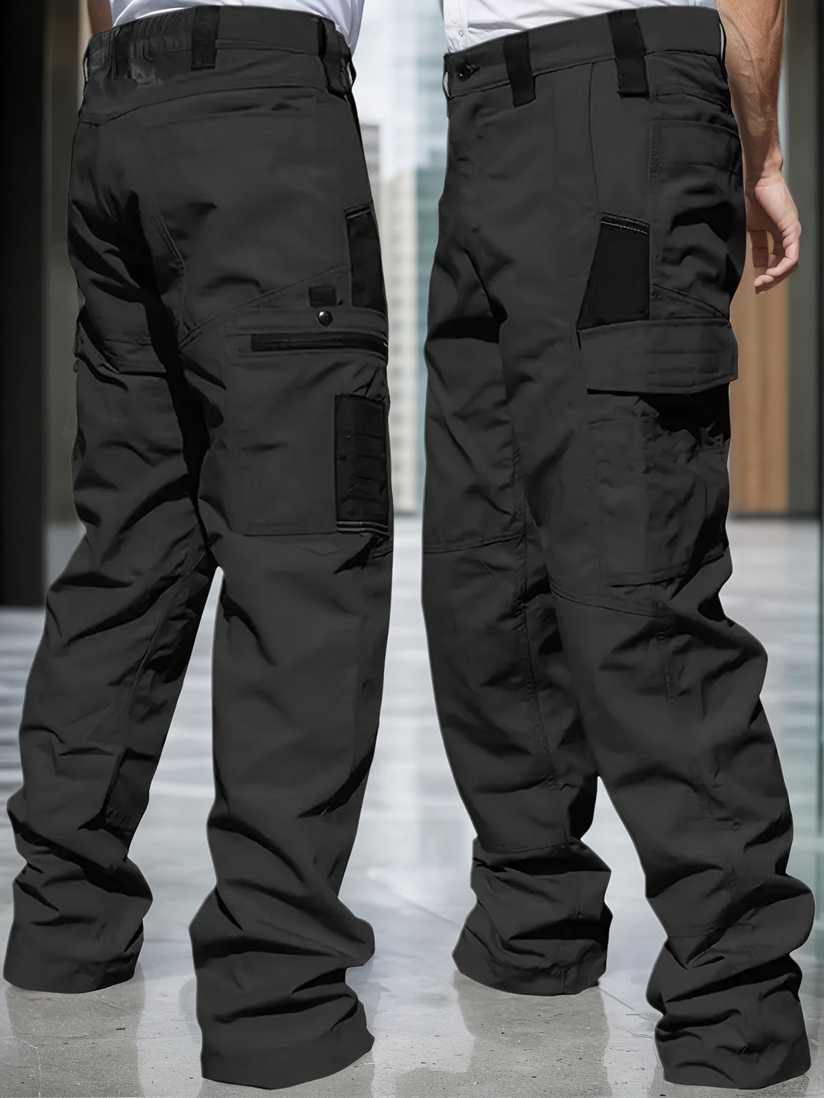 Pantalon cargo tactique pour homme, lot de 2, tissu ripstop, multi-poches, pantalon de travail d'extérieur pour camping, randonnée, chasse, pêche, coupe droite, passants de ceinture, S-XXXL