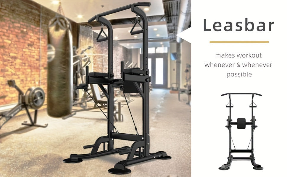 Station de musculation Power Tower avec barre de traction et poste à dips – Hauteur réglable 127-230 cm, capacité 150 kg, équipement de musculation multifonction pour hommes et femmes, bandes élastiques incluses