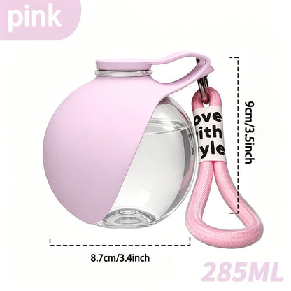 Portable Pet Water Bottle with Anti-Drop Lanyard – Leak-Proof Spherical Transparent Travel Drinking Bottle for Dogs & Cats, Aesthetic Sea Salt Blue Design, Lightweight Outdoor Hydration Accessory