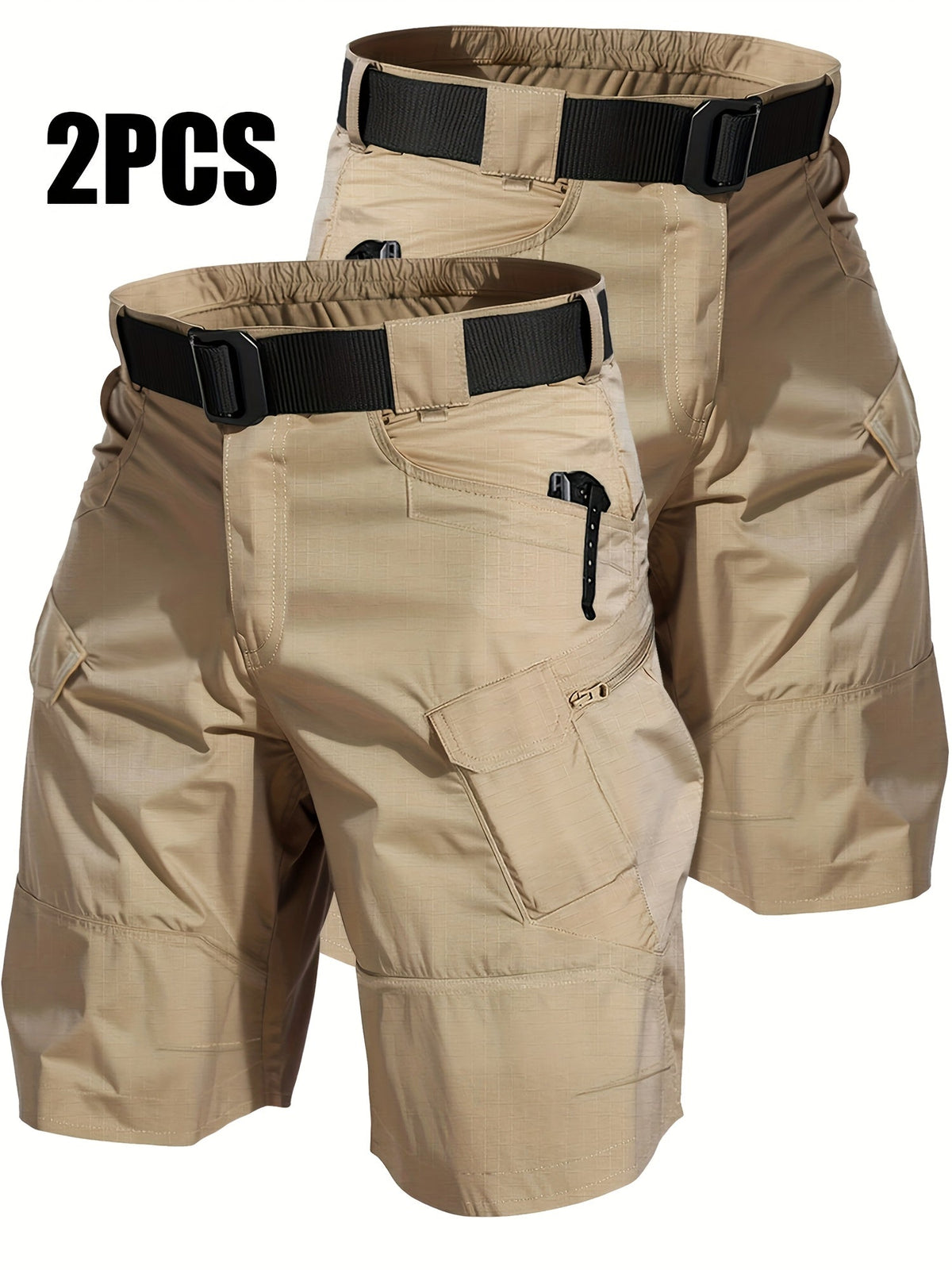 Lot de 2 shorts cargo pour homme à poches multiples - Shorts durables, coupe décontractée, parfaits pour la randonnée, le camping, la pêche et le travail, bas tactiques utilitaires pour homme, tailles S-XXXL, noir, gris, kaki, vert kaki
