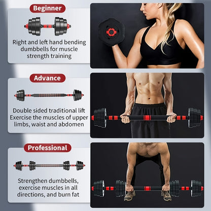 Set d'haltères réglables 10 kg & 20 kg pour hommes et femmes – Équipement de musculation pour salle de sport à domicile avec barre de connexion et disques pour entraînement de force, renforcement musculaire et remise en forme