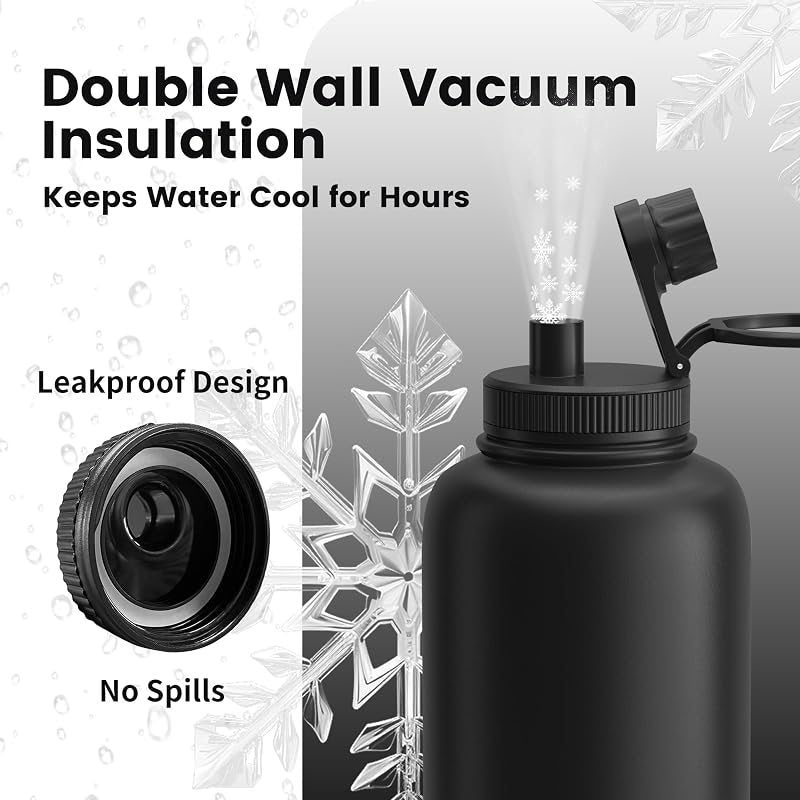 Gourde pour chien de 950 ml avec bol intégré – Gourde de voyage isotherme en acier inoxydable, étanche et portable pour la randonnée, le camping, les promenades et les sorties en plein air – Distributeur d'eau de voyage pour chien