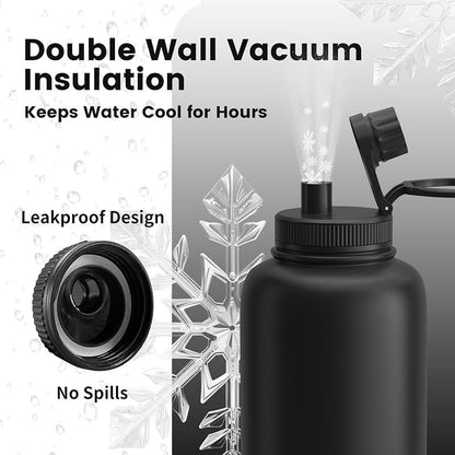 Gourde pour chien de 950 ml avec bol intégré – Gourde de voyage isotherme en acier inoxydable, étanche et portable pour la randonnée, le camping, les promenades et les sorties en plein air – Distributeur d'eau de voyage pour chien