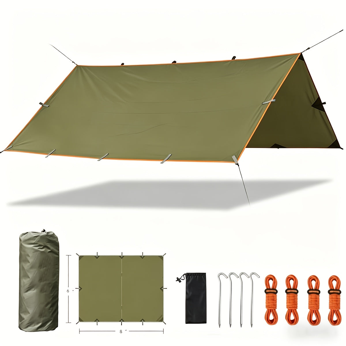 Toile de tente de camping avec protection UV et support en alliage – Abri pliable et portable pour 4 personnes pour randonnée, camping, jardin et survie en plein air | Auvent de camping toutes saisons