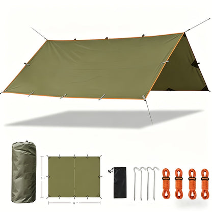 Toile de tente de camping avec protection UV et support en alliage – Abri pliable et portable pour 4 personnes pour randonnée, camping, jardin et survie en plein air | Auvent de camping toutes saisons