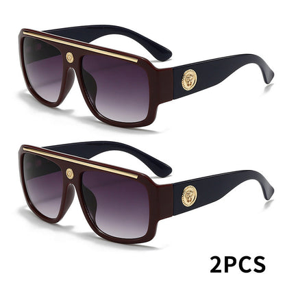 Lot de 2 lunettes de mode carrées Cyberpunk pour homme avec monture en métal – Lunettes de soleil légères style urbain pour homme, 8 options de couleur, usage quotidien et cadeau