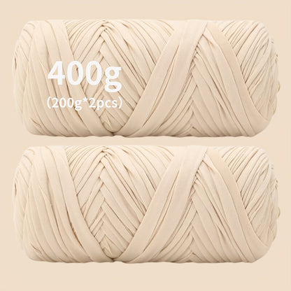 Fil de coton pour t-shirt 400 g (2 x 200 g) mélange de coton épais en 49 couleurs – Fil épais et doux pour paniers au crochet, sacs, tapis, projets de macramé et tricot – Fil de loisirs créatifs idéal pour les débutants
