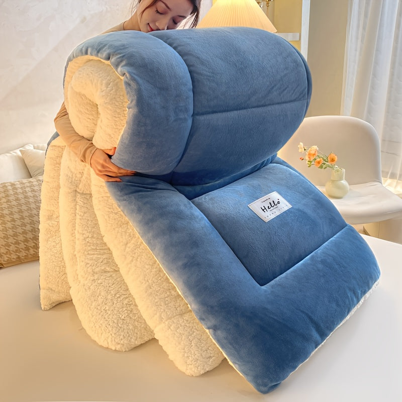 Couette toutes saisons – Douce et épaisse, piquage en damier, couleur unie, ultra-respirante, lavable en machine, pour l'automne, l'hiver et le printemps, tailles simple, double, grand lit et très grand lit