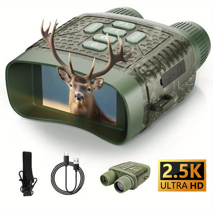 Jumelles de vision nocturne HD 2,5K – Écran HD de 3 pouces, zoom numérique 6X, lumière infrarouge à 7 niveaux, batterie 2000 mAh, vidéo et photo pour la chasse, l'observation de la faune et une utilisation nocturne en extérieur