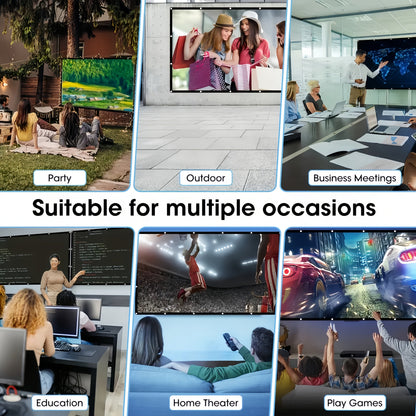 Écran de projection portable 100 pouces 4K HD 16:9 – Écran de cinéma pliable anti-plis pour intérieur et extérieur, angle de vision large 160° à projection double face pour home cinéma, camping, fêtes et présentations