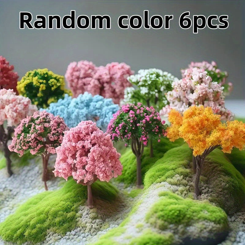 Lot de 6 arbres miniatures pour micro-paysage - Ornements d'arbres artificiels en PVC, couleurs et styles aléatoires, pour aquariums, jardins, terrariums et décorations de récipients en verre