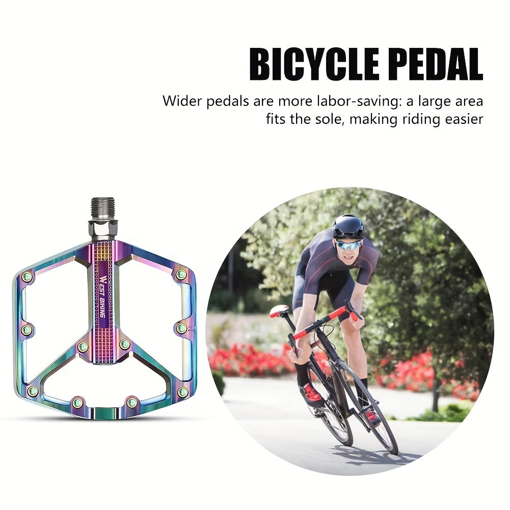 Pédales de vélo en alliage d'aluminium à 3 roulements, antidérapantes et légères, avec douille hexagonale pour VTT et vélos de route – Installation facile, accessoires de cyclisme durables multicolores, 1 paire