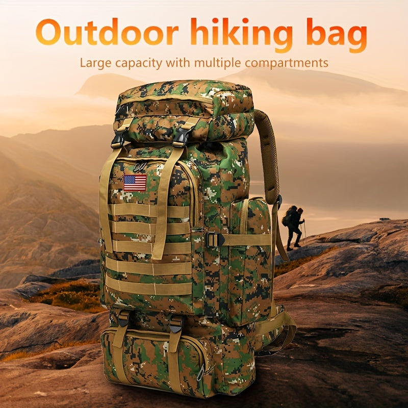 Sac à dos de randonnée tactique 80 L, sac d'assaut 3 jours – Système MOLLE unisexe en tissu Oxford réglable pour la randonnée, le camping, la chasse, les voyages et le sport, 6 couleurs
