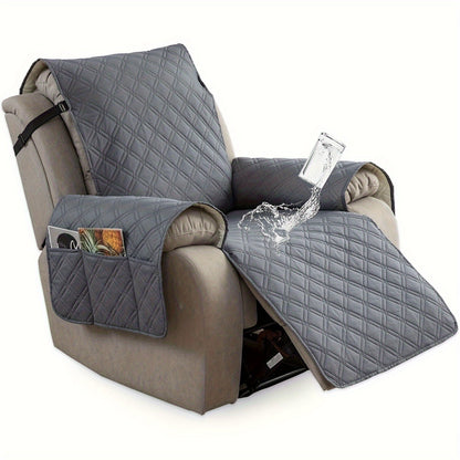 Housse de fauteuil inclinable imperméable avec poches latérales, sangles antidérapantes, tissu matelassé 4 couches, protection contre les animaux et les enfants, lavable en machine – 11 couleurs