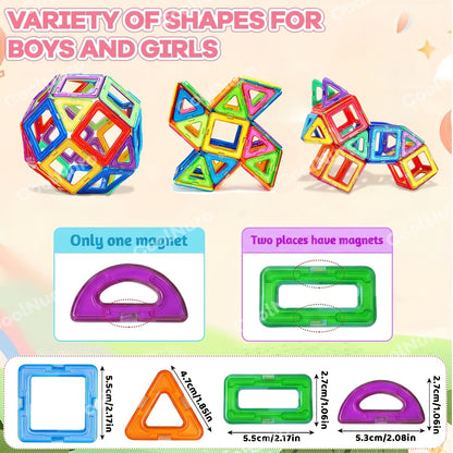 Magnetic Building Blocks Set 40/80/100pcs for Kids – STEM Educational Magnet Tiles Construction Toy, Creative Learning Gift for Boys & Girls, Develops Hands-On & Problem-Solving Skills