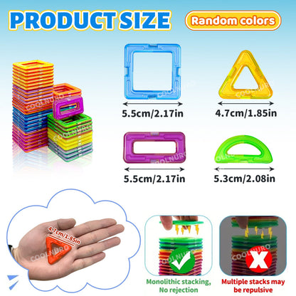 Magnetic Building Blocks Set for Kids 50 65 140 Pieces STEM Sensory Educational Tiles Toys Develop Creativity Hands-On Skills for Toddlers Boys Girls Birthday Halloween Christmas Gift Random Colors