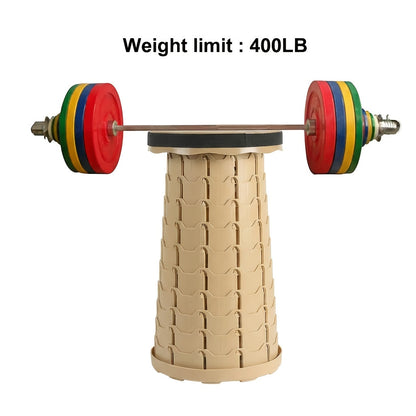 Lot de 2 tabourets pliants télescopiques, capacité 180 kg, siège rétractable portable pour camping, pêche, randonnée, cuisine et extérieur – Tabouret arc-en-ciel léger – Noir