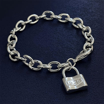 Bracelet chaîne pour femme en argent sterling 925 – Bracelet délicat à pendentif avec fermoir mousqueton style bohème coréen, hypoallergénique, léger (2 g), cadeau idéal pour elle