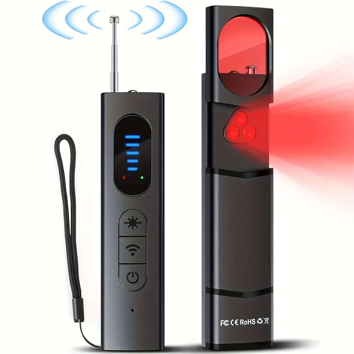Détecteur de caméra cachée et scanner de signal RF anti-espion – Détecteur de mouchards, traceurs GPS et dispositifs d'écoute, balayeur de sécurité multifonction portable et rechargeable pour les voyages, l'hôtel, la maison, le bureau, la voiture