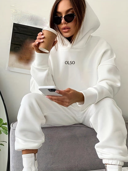 Casual Sweatshirt Set Women Letter Print 2 Piece Outfit Pullover Top Wide Leg Pants Loungewear S M L XL Multi Color US Warehouse