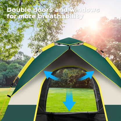 Tente de camping automatique à déploiement instantané pour 1 à 3 ou 3 à 4 personnes – Tente toutes saisons coupe-vent et légère avec doubles portes et fenêtres en maille pour le camping, la randonnée, la chasse, les voyages et les abris extérieurs