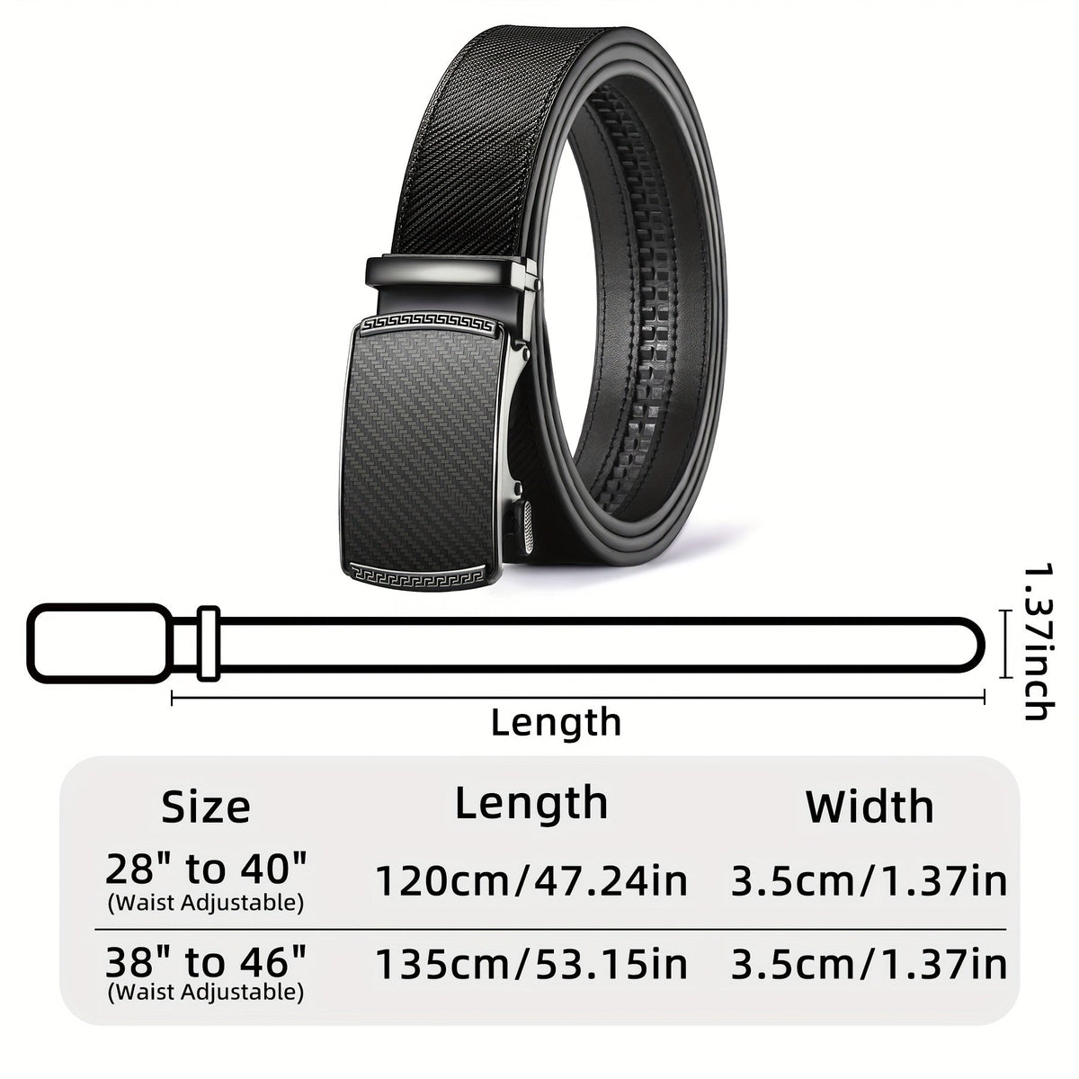 Ceinture habillée à cliquet pour homme en cuir avec boucle automatique – Boucle en alliage de zinc, taille ajustable de 71 cm à 117 cm , 8 styles, ceinture de ville, cadeau idéal pour mari, fête des pères et Noël