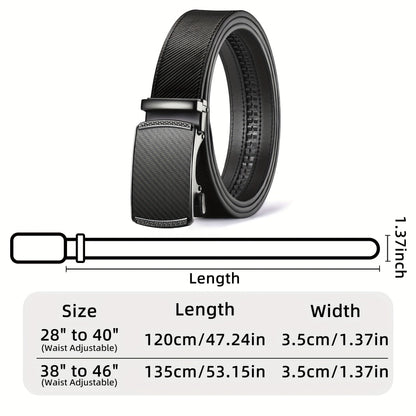 Ceinture habillée à cliquet pour homme en cuir avec boucle automatique – Boucle en alliage de zinc, taille ajustable de 71 cm à 117 cm , 8 styles, ceinture de ville, cadeau idéal pour mari, fête des pères et Noël