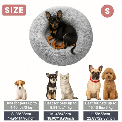 Panier rond pour chien et chat, coussin apaisant en fausse fourrure douce - tapis de caisse chaud et moelleux pour chiens et chats de petite, moyenne et grande taille, plusieurs tailles de 38 à 79 cm