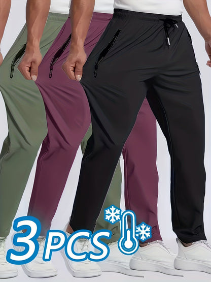 Pantalon de sport pour homme, lot de 3, léger, extensible, séchage rapide, pour course, escalade, activités en plein air – Vêtement de sport respirant multicolore pour l'été, S-XXXL
