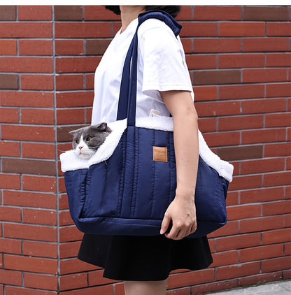 Sac de transport d'hiver pour animaux avec fermeture à pression – Sac fourre-tout chaud et confortable pour petits chiens et chats, idéal pour les activités en extérieur, disponible en marron, noir, beige, rose, vert et bleu