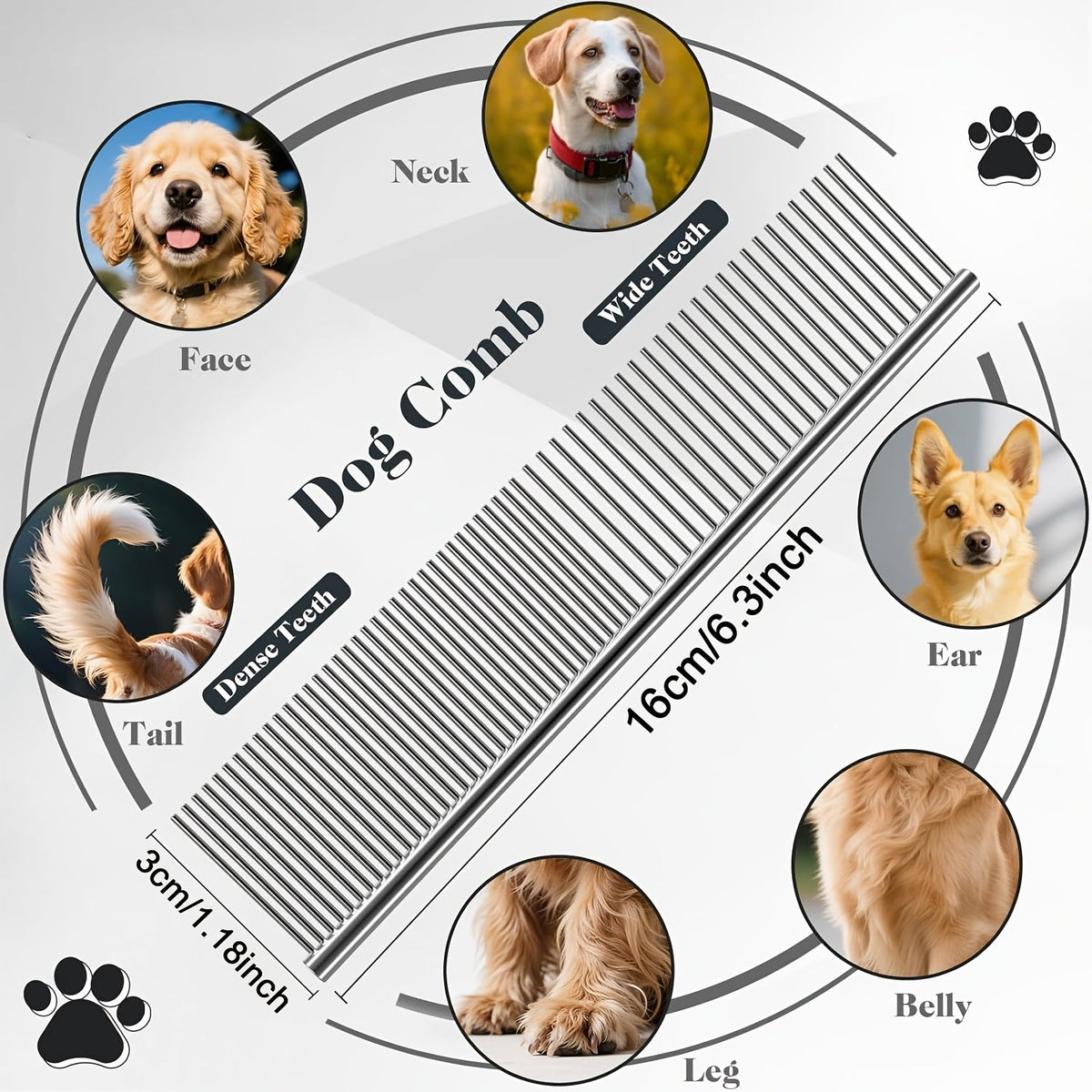 Lot de 2 brosses de toilettage pour chien en acier inoxydable - Brosse professionnelle pour animaux à poils longs (Golden Retriever, Caniche, Labrador) - Peigne démêlant pour nœuds, enchevêtrements et boules de poils