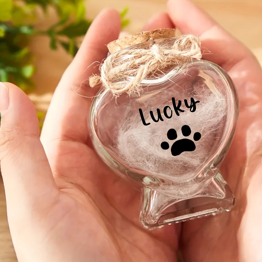 Bocal souvenir personnalisé pour animal de compagnie – Urne en forme de cœur pour poils et fourrure – Cadeau de deuil pour chien ou chat, urne commémorative pour animaux bien-aimés