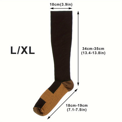 Lot de 5 paires de chaussettes de compression en cuivre pour femmes et hommes – Chaussettes de sport noires pour la course, la randonnée, le cyclisme et les voyages, tailles M-XL, bas de compression pour la circulation et le soulagement de la douleur