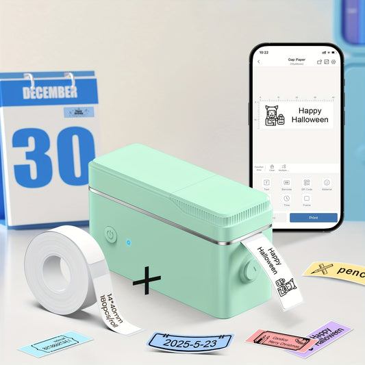 Étiqueteuse portable P31S avec ruban – Mini imprimante thermique Bluetooth, machine à étiquettes sans encre avec modèles d'application, plusieurs couleurs (blanc, rose, vert), pour l'organisation à la maison, au bureau et à l'école