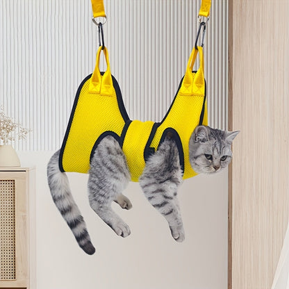 Dog Grooming Hammock – Breathable Hanging Pet Restraint Hammock for Nail Trimming, Bathing & Grooming Small Dogs & Cats, S/M/L Sizes, Hook & Loop Fastener 5-Piece Set