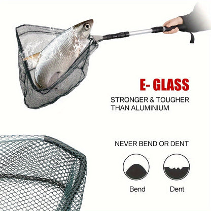 Épuisette de pêche pliable avec manche télescopique en alliage d'aluminium – 3 tailles 86 cm, 110 cm, 130 cm, filet métallique escamotable pour poissons, crabes, écrevisses et crevettes, équipement de pêche portable