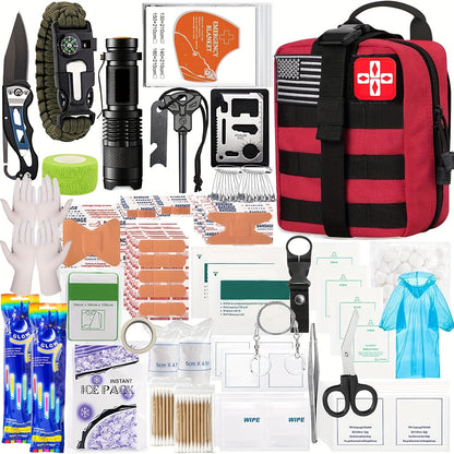 Kit de survie professionnel de 14, 152 ou 258 pièces – Équipement de survie d'urgence en plein air avec allume-feu, boussole et outil multifonction pour le camping, la randonnée et l'aventure, le meilleur cadeau pour hommes et femmes