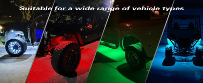 Kit de lumières LED RGB pour camions et pick-ups – Activation sonore, contrôle par application et télécommande, éclairage néon multicolore pour châssis, 9 grosses ampoules LED, 4/6/8/10 modules d'éclairage de bas de caisse