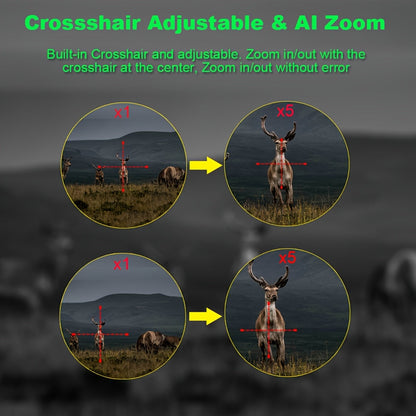 Lunette de vision nocturne numérique pour la chasse – Monoculaire infrarouge, zoom 5x, enregistrement vidéo HD 1080p, carte TF 32 Go et batterie 2600 mAh, réticule intégré pour la chasse, le camping et l'aventure en pleine nature