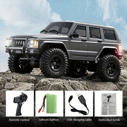 Voiture télécommandée 4x4 tout-terrain RC Rock Crawler échelle 1:18 – Essieux diamant à couple élevé, lumières LED, châssis robuste – SUV RC tout-terrain extrême pour adultes et enfants – Blanc, gris, bleu, vert