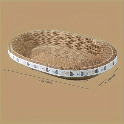 Salon griffoir ovale pour chat, carton ondulé durable, tapis à griffer, lit douillet pour chat pour faire ses griffes, se détendre et jouer, mobilier pour chats et chatons d'intérieur
