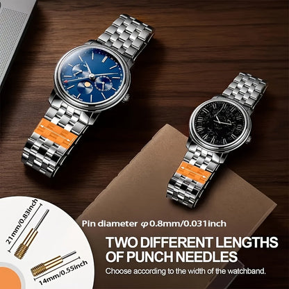 Kit de 15 outils professionnels pour le retrait de bracelets de montre – Chasse-goupilles en acier inoxydable avec socle en plastique, aucun assemblage requis, adapté au réglage et à la réparation de bracelets de montre à domicile
