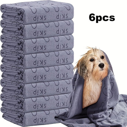 Lot de 6 serviettes de bain pour chien - Serviettes de bain en microfibre à séchage rapide, serviettes de toilettage en polyester super absorbantes pour chiens de petite, moyenne et grande taille, lot de serviettes douces pour le séchage des animaux