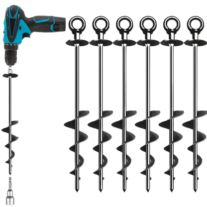 Ancres de sol en spirale robustes de 18 pouces en acier au carbone – Lot de 4 ou 6 piquets de terre à visser pour tente, trampoline, attache pour chien, jardin et ancrage sécurisé pour le camping en plein air