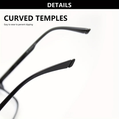 Lunettes de lecture monture rectangulaire avec charnières à ressort – Verres en polycarbonate légers, grossissement de +1,0 à +3,5, lunettes unisexes pour hommes et femmes – Idéales pour l'ordinateur, la lecture et un usage quotidien