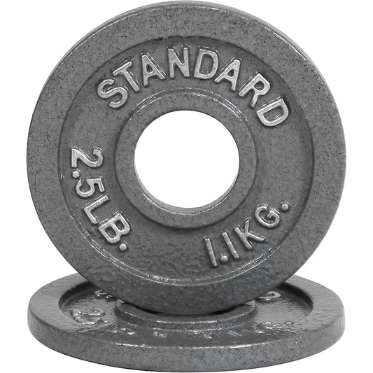 Cast Iron Weight Plates 2-Inch Solid Baked Enamel Finish for Strength Training Weightlifting Bodybuilding Powerlifting Home Gym Barbell 2.5 5 10 25 35 45 100LB