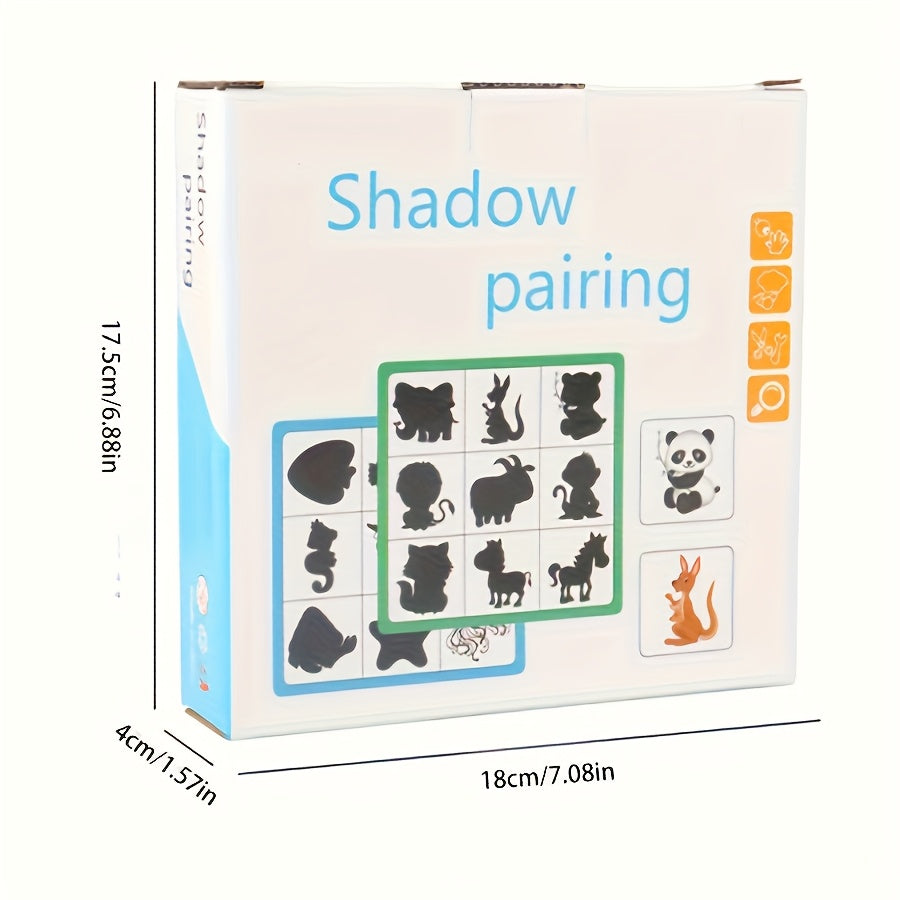 Jeu éducatif Montessori de correspondance d'ombres et de différences : blocs de puzzle en bois pour l'entraînement cérébral, jouet STEM pour le développement cognitif des enfants de 3 ans et plus, cadeau pour filles et garçons