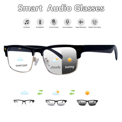 Smart Audio Glasses Photochromic Auto-Tinting Lenses Bluetooth Speaker Microphone – HD Voice Calls HiFi Music UV Protection Wireless Smart Sunglasses Sports Driving Fishing Daily Wear