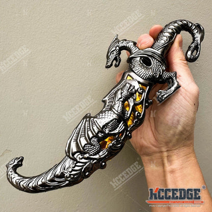 Couteau médiéval fantastique à lame fixe avec fourreau, 23 cm – Acier inoxydable 440 non tranchant, accessoire de cosplay, réplique historique, objet de décoration, 5 couleurs