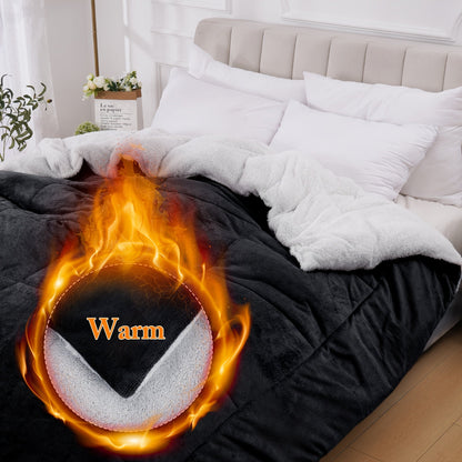Couette toutes saisons – Douce et épaisse, piquage en damier, couleur unie, ultra-respirante, lavable en machine, pour l'automne, l'hiver et le printemps, tailles simple, double, grand lit et très grand lit